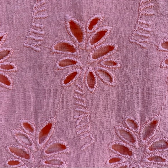 Lilly Pulitzer Astara Dress in Peach Flamingo Lilly Palm Tree Eyelet Size XXS - Picture 5 of 9